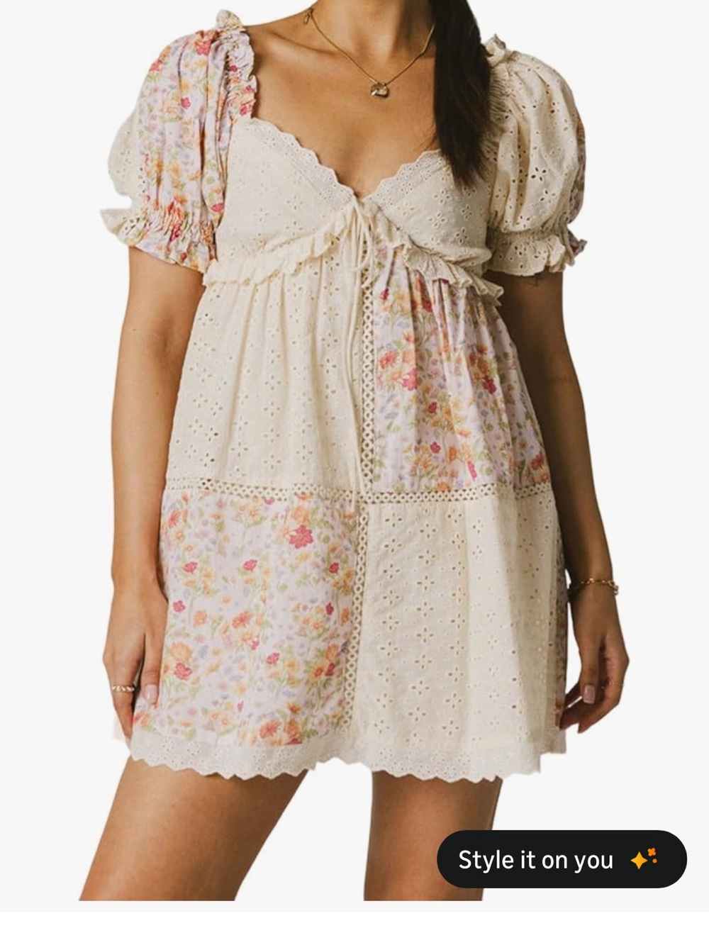 Beautiful lace and patchwork floral dress very BoHo